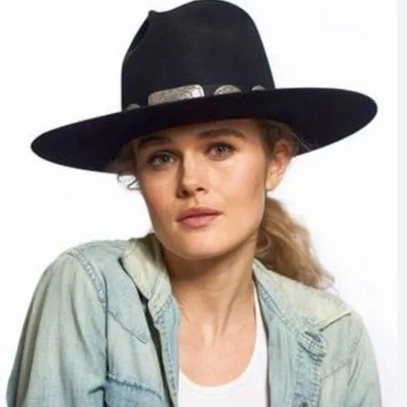 Double D Ranch Badlands rancher hat turquoise silver concho black - Picture 2 of 10